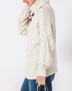 Cable Knit Turtleneck Oversize Sweater