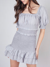Load image into Gallery viewer, Square Neck Short Sleeve Smocked Dress