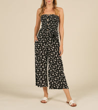 Load image into Gallery viewer, Strapless Smock Daisy Print Wooden Button Jumpsuit