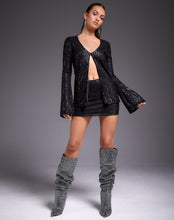 Load image into Gallery viewer, Sequin Bell Sleeve Cardigan