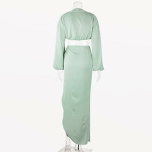 Load image into Gallery viewer, Lantern Sleeve Drape Slit Maxi Skirt Set