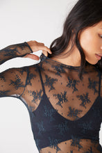 Load image into Gallery viewer, Mock Neck Mesh Sheer Floral Lace Top