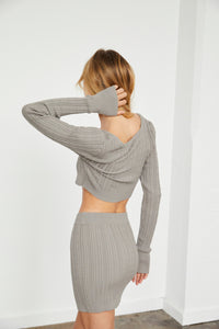 Cable Knit Long Sleeve Crop Sweater