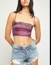 Load image into Gallery viewer, Stretch Satin Lace Spaghetti Strap Crop Top
