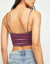 Load image into Gallery viewer, Stretch Satin Lace Spaghetti Strap Crop Top