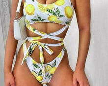Load image into Gallery viewer, Lemon Halter Tie Bikini