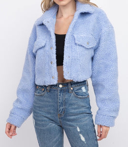 Collared Cropped Teddy Jacket