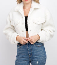 Load image into Gallery viewer, Collared Cropped Teddy Jacket