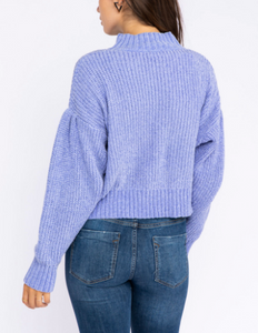 Chenille Mock Neck Drop Shoulder Sweater