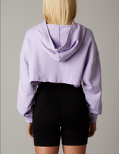 Load image into Gallery viewer, Long Sleeve Drop Shoulder Cropped Oversized Hooded Sweatshirt