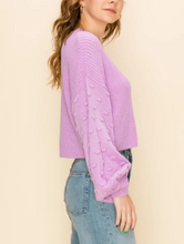 Load image into Gallery viewer, Swiss Dot Lantern Sleeve Cropped Sweater