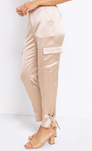 Load image into Gallery viewer, Satin High Rise Cargo Pants