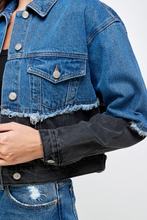 Load image into Gallery viewer, Two Tone 80&#39;s Inspired Denim Jacket