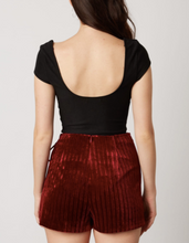 Load image into Gallery viewer, Faux Wrap Ribbed Velvet Skirt
