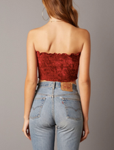 Load image into Gallery viewer, Crushed Velvet Ruched V Cropped Tube Top
