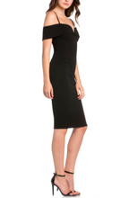 Load image into Gallery viewer, Bodycon Off The Shoulder Adjustable Spaghetti Strap Midi Dress