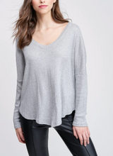Load image into Gallery viewer, V Neck Thermal Drop Shoulder Long Sleeve