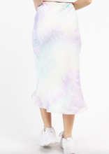 Load image into Gallery viewer, Tie Dye Satin Midi Skirt