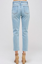 Load image into Gallery viewer, Distressed High Waist Straight Leg Fray Hem Cropped Jeans