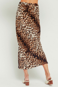 Leopard High Waisted Midi Skirt