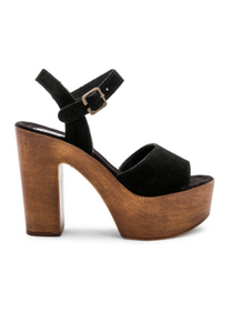 Suede Wooden Heel Platform Sandal