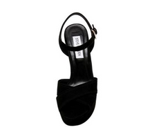 Load image into Gallery viewer, Suede Covered Stacked Heel Platform Sandal