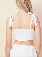Load image into Gallery viewer, Bow Front &amp; Shoulder Crop Top
