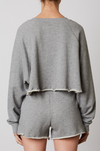 Load image into Gallery viewer, Raglan Sleeve Raw Hem Cropped Sweatshirt