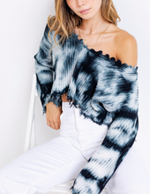 Load image into Gallery viewer, Tie Dye V Neck Distressed Long Sleeve Sweater