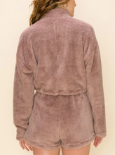 Load image into Gallery viewer, Quarter Zip Crop Teddy Toggle Drawstring Sweatshirt