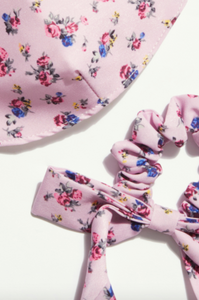 Floral Bow Scrunchie Mask Set