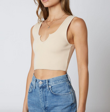 Load image into Gallery viewer, Ribbed U Neck Cut Cropped Tank Top