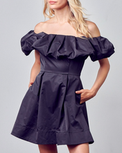 Load image into Gallery viewer, Off Shoulder A Line Mini Dress