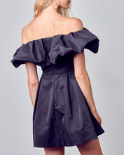 Load image into Gallery viewer, Off Shoulder A Line Mini Dress