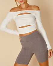 Load image into Gallery viewer, Long Sleeve Off the Shoulder Cut Out Crop Top