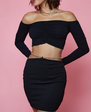 Load image into Gallery viewer, Long Sleeve Off the Shoulder Crop Top