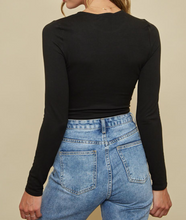 Load image into Gallery viewer, Long Sleeve Lace Up Crop Top
