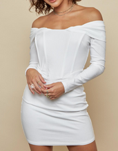 Load image into Gallery viewer, Off the Shoulder Corset Mini Dress