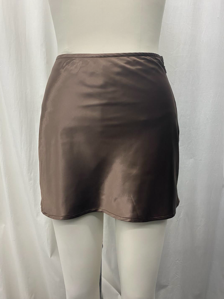 Satin Slight A Line Mini Skirt