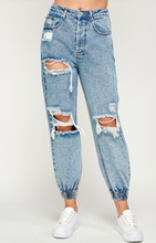 Load image into Gallery viewer, Destroyed Denim Joggers