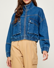 Load image into Gallery viewer, Standing Collar Denim Jean Jacket