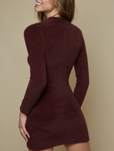 Load image into Gallery viewer, Long Sleeve Mock Neck Cut Out Detail Sweater Mini Dress