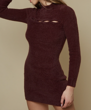 Load image into Gallery viewer, Long Sleeve Mock Neck Cut Out Detail Sweater Mini Dress