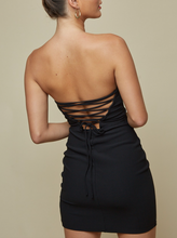 Load image into Gallery viewer, Lace Up Back Strapless Mini Dress