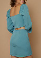 Load image into Gallery viewer, Tie Long Sleeve Slit Mini Skirt Set