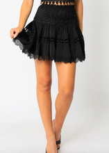 Load image into Gallery viewer, Satin Crochet Tier Mini Skirt