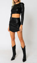 Load image into Gallery viewer, Eco Leather Long Sleeve Crop Top