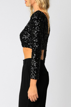 Load image into Gallery viewer, Sequin Long Sleeve Crop Top