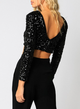 Load image into Gallery viewer, Sequin Long Sleeve Crop Top