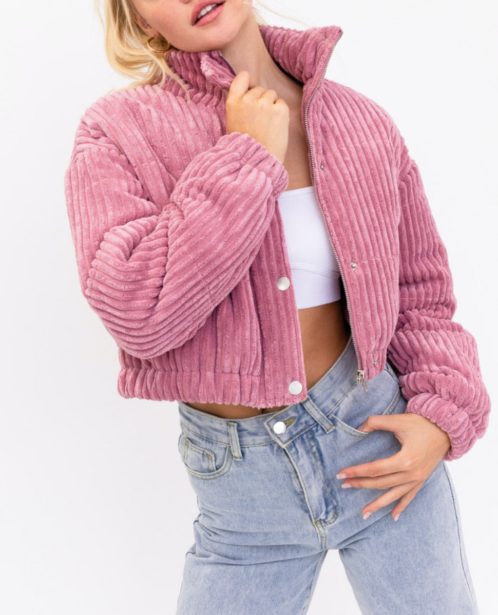 Corduroy cropped puffer jacket online